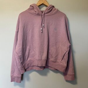 Greyson Cropped Mauve Hoodie with Embroidered Logo